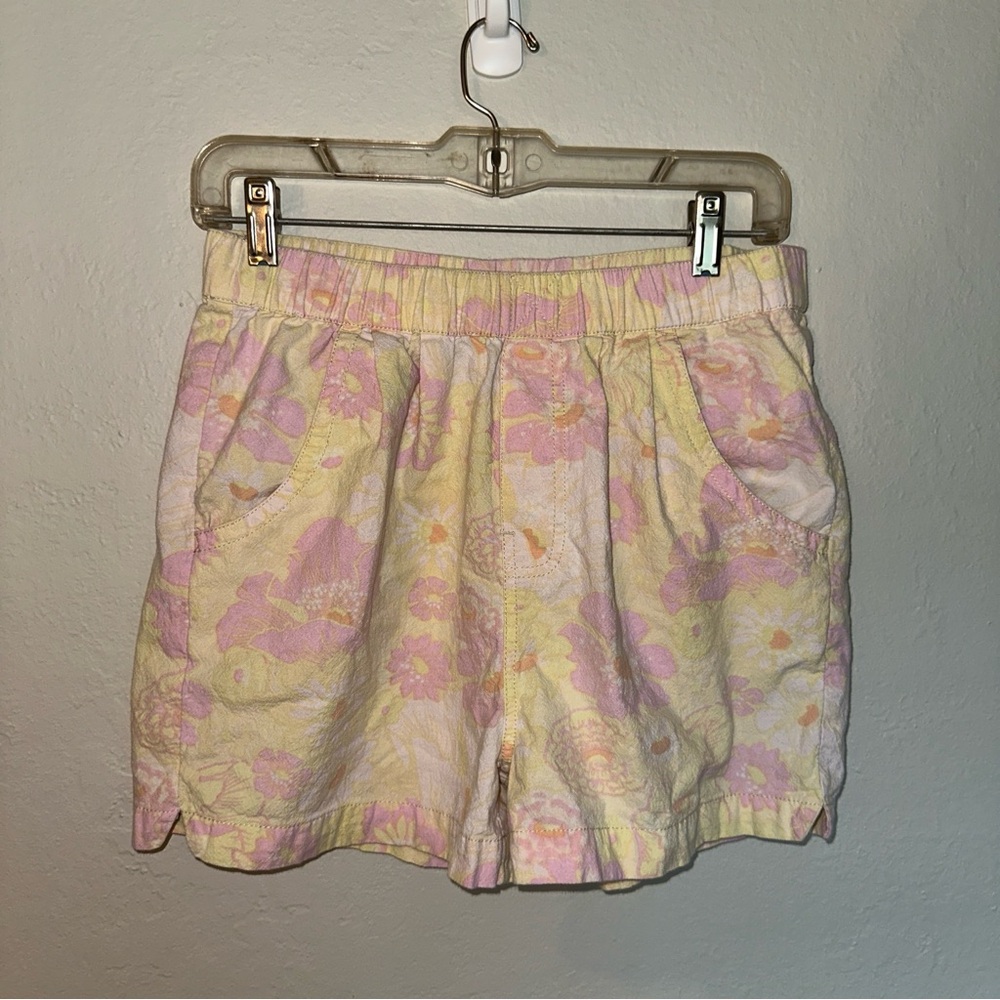 Free People Floral Yellow and Pink Shorts